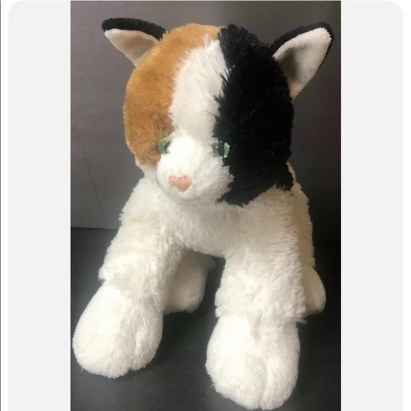 16” Build A Bear Calico Cat Kitten Plush Toy Stuffed Animal Green Eyes.